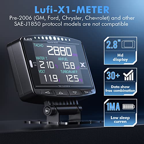 Lufi X1 Obd2 Gauge Display,Boost Gauge,Speedometer,Water Temperature Meter,Multi-ECU Data Combination Cluster,for Honda、Toyota、VW and Mazda (car Special) - Image 2