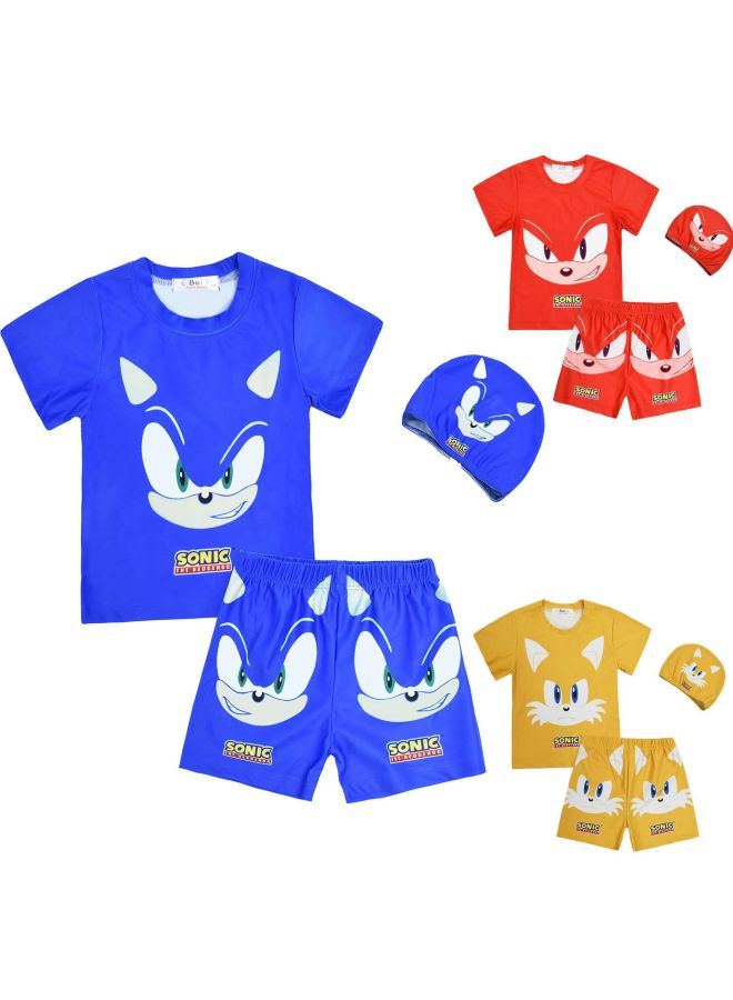 Loquat Children's Swimsuit Card Sonic-sonic Hedgehog Digital Printed Children's Swimsuit Short Sleeve Suit 5501-Color:5501 Yellow- - Image 2
