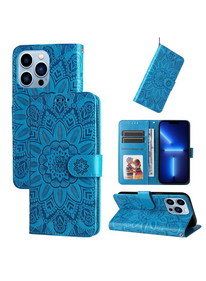 Zaboon Case For iPhone 13 Pro Embossed Sunflower Leather Phone Case - Image 1