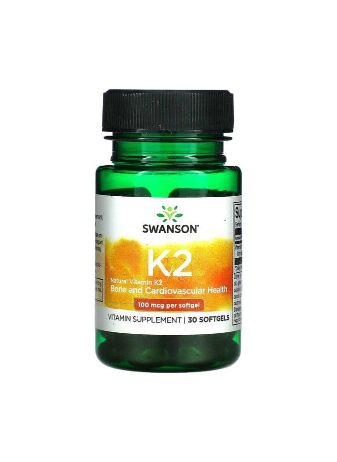 SWANSON - Natural Vitamin K2, 100 mcg, 30 Softgels - Image 1