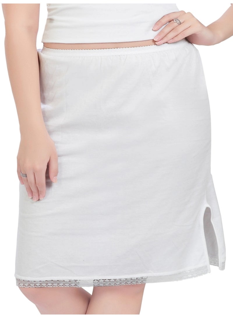 mybody Mini Skirt Combo Pack of 3 for Women – All White – High Waist Stretchable Inner Skirts for Sarees, Kurtis & Dresses – Sizes S to 3XL  - Image 4
