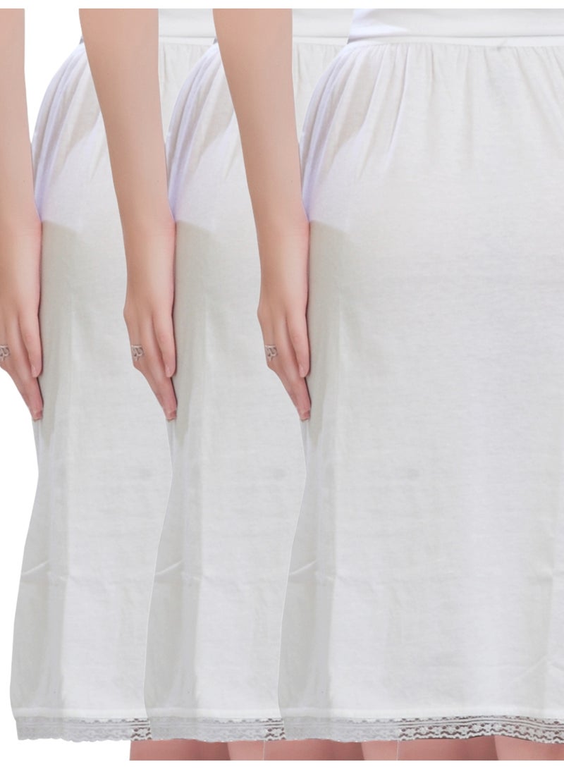 mybody Mini Skirt Combo Pack of 3 for Women – All White – High Waist Stretchable Inner Skirts for Sarees, Kurtis & Dresses – Sizes S to 3XL  - Image 3
