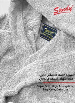 Sandy Sandy Kids Bathrobe with Hood, 100% Cotton Highly Absorbent, Unisex Plush Robe, Made in Egypt, Size XS, Light Grey  - Image 2