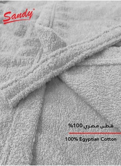 Sandy Sandy Kids Bathrobe with Hood, 100% Cotton Highly Absorbent, Unisex Plush Robe, Made in Egypt, Size XS, Light Grey  - Image 3