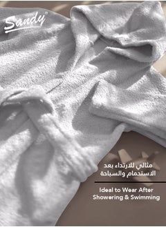 Sandy Sandy Kids Bathrobe with Hood, 100% Cotton Highly Absorbent, Unisex Plush Robe, Made in Egypt, Size XS, Light Grey  - Image 4