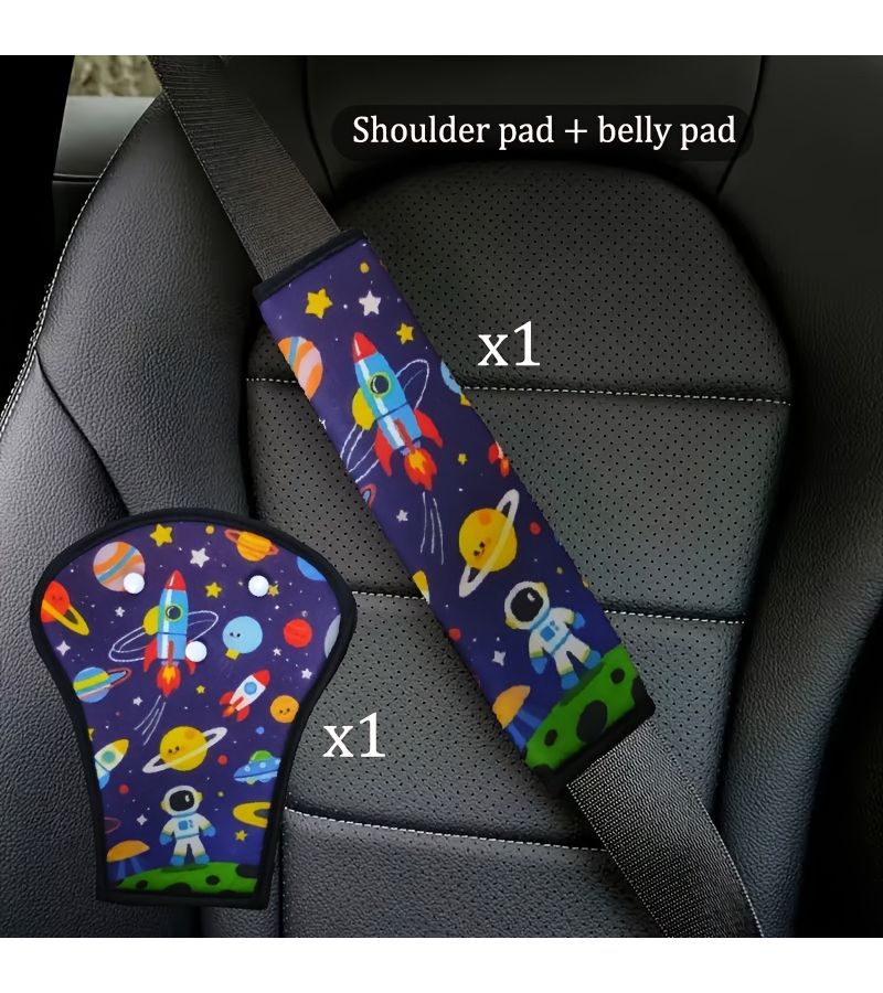 Car Seat Belt Shoulder And Belly Pad Set Small Car Pattern - Image 4