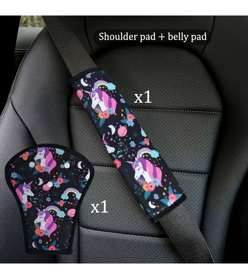 Car Seat Belt Shoulder And Belly Pad Set Small Car Pattern - Image 3