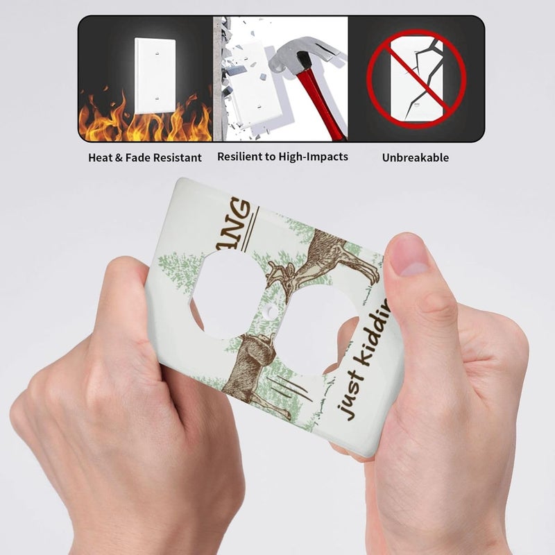 Just Kidding! Hunting Humor 1-Gang Outlet Covers Duplex Outlet Wall Plate Cover Decorative Electrical Wall Plate Receptacle Switchplate Decorate Plug Cover For Bedroom - Image 3