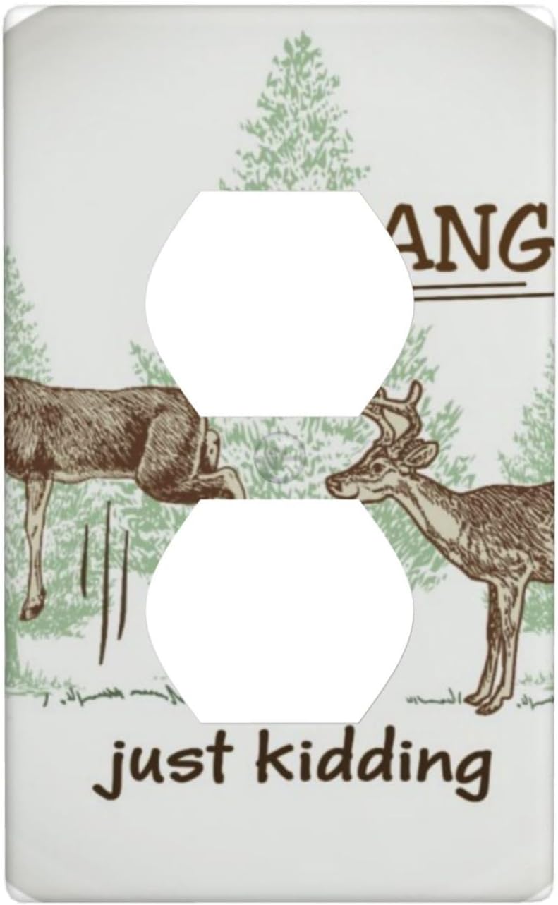 Just Kidding! Hunting Humor 1-Gang Outlet Covers Duplex Outlet Wall Plate Cover Decorative Electrical Wall Plate Receptacle Switchplate Decorate Plug Cover For Bedroom - Image 1