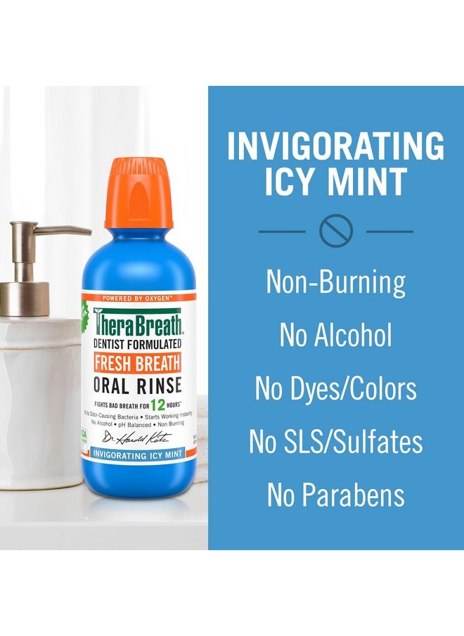 TheraBreath Fresh Breath Mouthwash, Icy Mint Flavor, Alcohol-Free, 16 Fl Oz (Pack Of 2)  - Image 3