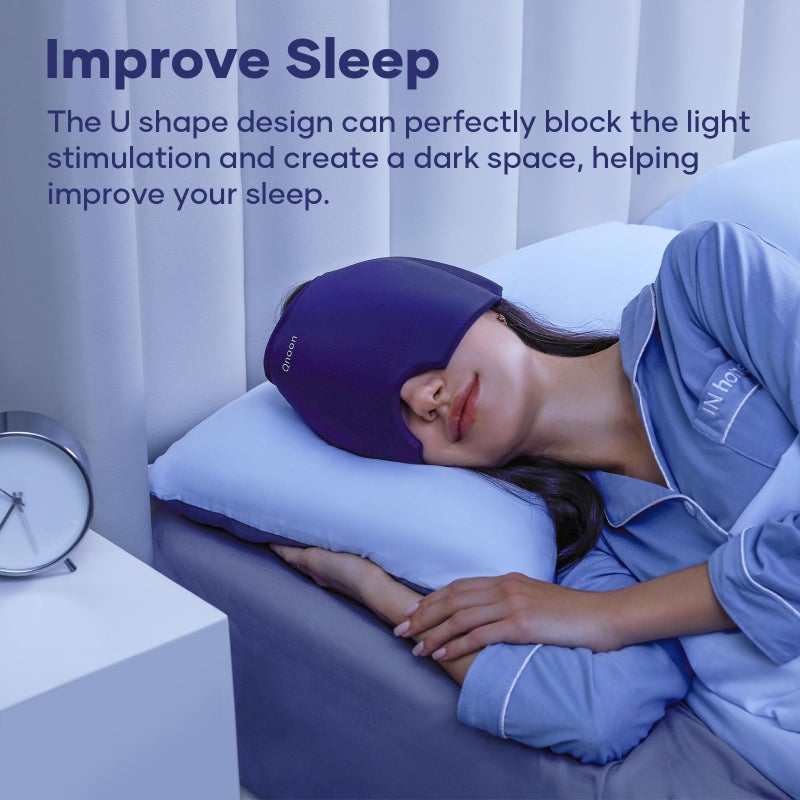 Qnoon Migraine Relief Cap, Headache Relief Cap Mask Products, Cooling Odorless Gel Ice Head Wrap for Tension, Stress,Hangover & Puffy Eyes - Image 4