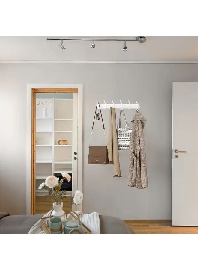 رفيف حائط معدني من طراز White Boho بأربطة معدنية، 6 خطافات، منظّم للممرات مقاس 17.7 بوصة - Image 3