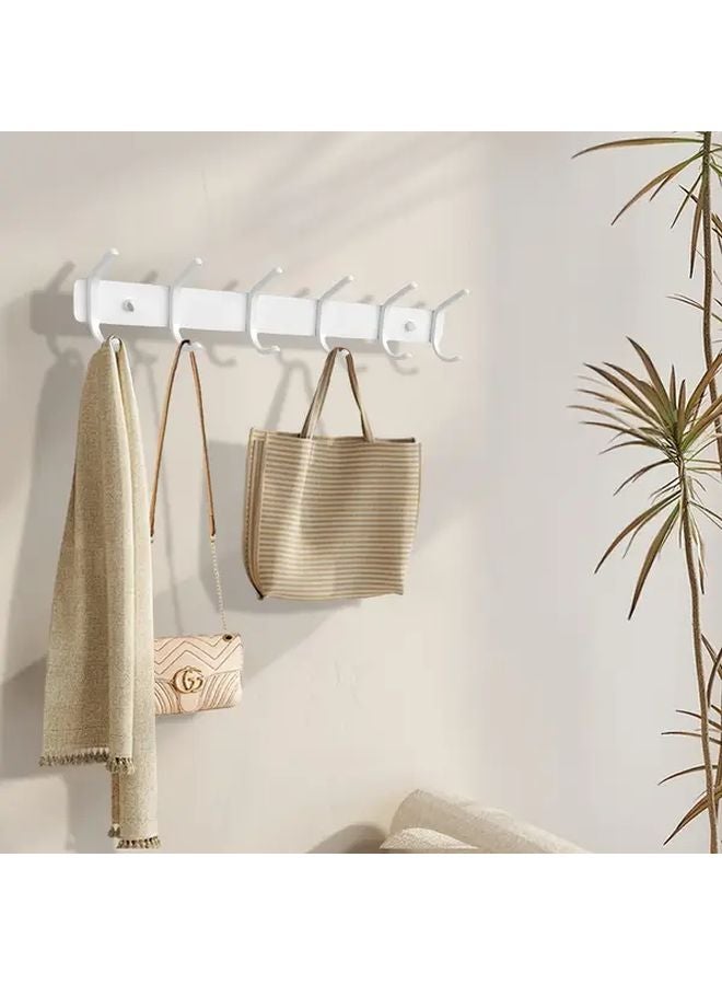 رفيف حائط معدني من طراز White Boho بأربطة معدنية، 6 خطافات، منظّم للممرات مقاس 17.7 بوصة - Image 2