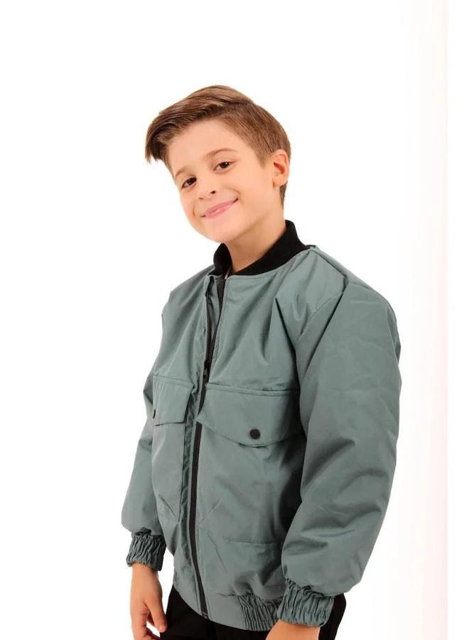 Perendi Calla Wide Pocket Detailed Boys' Bomber Jacket.