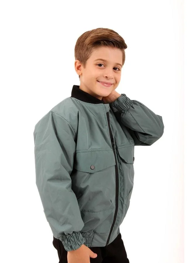 Perendi Calla Wide Pocket Detailed Boys' Bomber Jacket.
