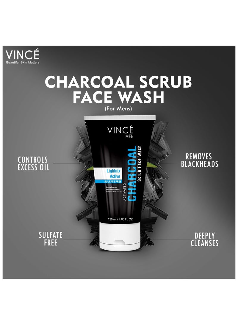 VINCE Charcoal Face Wash – Deep Cleanses, Exfoliates Dead Skin, and Reduces Blackheads – Removes Dirt, Oil, and Impurities for a Clear, Glowing Complexion – 120ml - Image 4