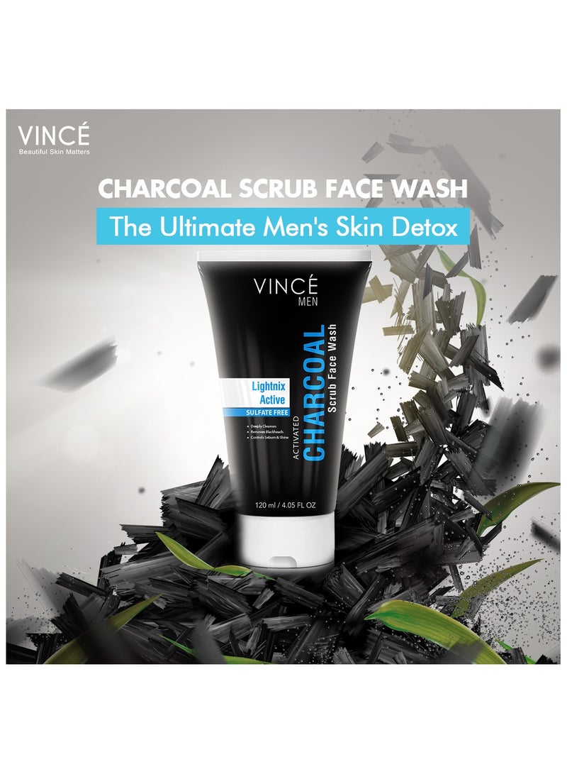 VINCE Charcoal Face Wash – Deep Cleanses, Exfoliates Dead Skin, and Reduces Blackheads – Removes Dirt, Oil, and Impurities for a Clear, Glowing Complexion – 120ml - Image 2