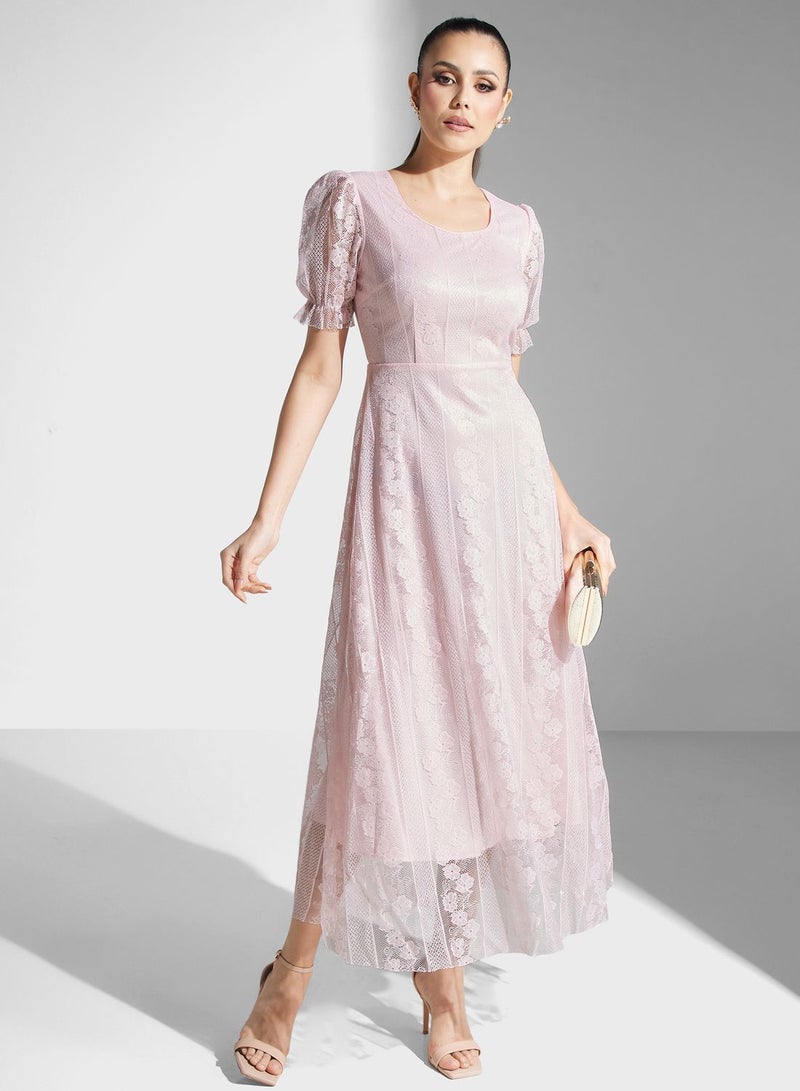 Khizana Lace Puff-Sleeve Dress - Image 4
