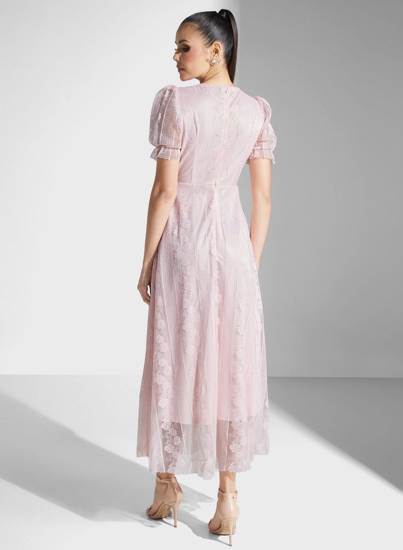 Khizana Lace Puff-Sleeve Dress - Image 2