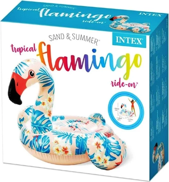 INTEX Tropical Flamingo Rider - Inflatable Floral Flamingo Rider - Sea Floral Flamingo - Pool Flamingo Rider 142X137X97 Cm.