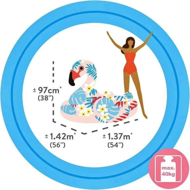INTEX Tropical Flamingo Rider - Inflatable Floral Flamingo Rider - Sea Floral Flamingo - Pool Flamingo Rider 142X137X97 Cm.