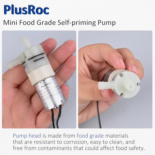PlusRoc 12V DC Small Water Transfer Pump 1.3LPM Mini Self Priming Micro Pump with Food Grade Pipe and Power Adapter, For Ice Maker Coffee Machine Water Dispenser - Image 2