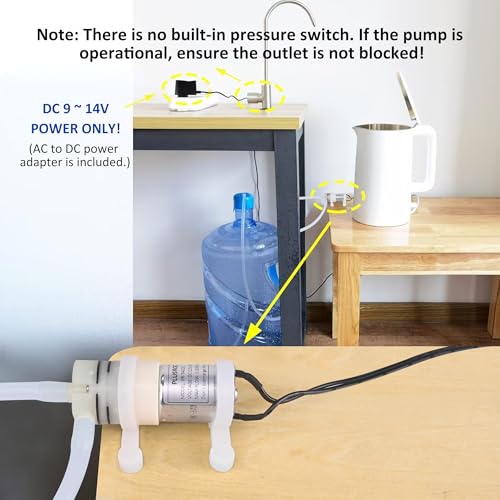 PlusRoc 12V DC Small Water Transfer Pump 1.3LPM Mini Self Priming Micro Pump with Food Grade Pipe and Power Adapter, For Ice Maker Coffee Machine Water Dispenser - Image 4