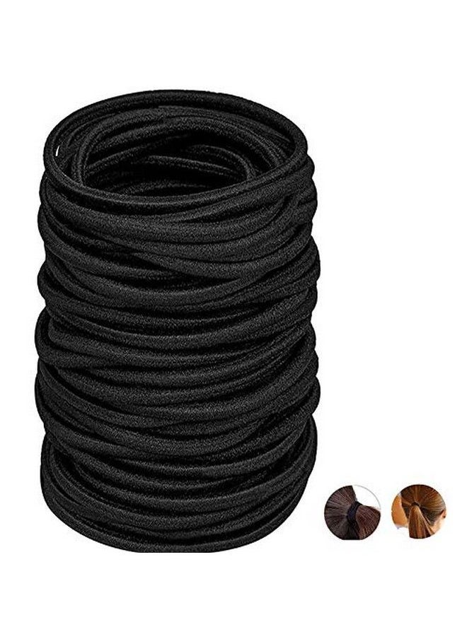 Fameza 50 Pieces Black Hair Ties2Mm Black Elastic Hair Ties Hair Bobbles Hair Bands For Women With Thick Hair Hairbands For Girls Hair Elastics Band No Metal Ponytail Holders (45Mm2Mm)  - Image 1