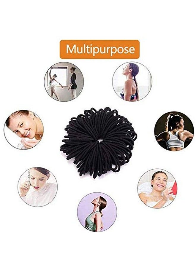 Fameza 50 Pieces Black Hair Ties2Mm Black Elastic Hair Ties Hair Bobbles Hair Bands For Women With Thick Hair Hairbands For Girls Hair Elastics Band No Metal Ponytail Holders (45Mm2Mm)  - Image 4