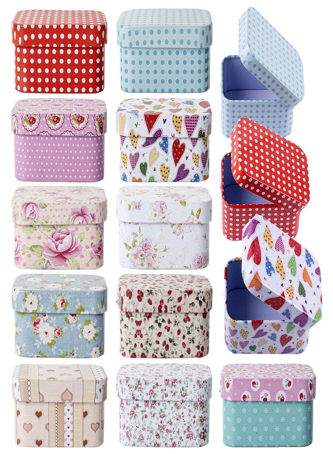 AUEAR, 6 Pack Mini Trinket Coin Box Flower Pattern Containers with Lid for Jewelry Storage Case Tinplate (Random Color) - Image 1