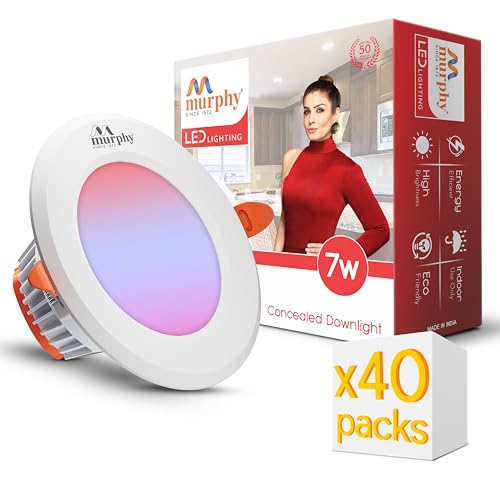 Murphy Crest Premium 7W 3-in-1 LED Concealed Down Light |Red, Blue & Pink | Switch Controlled Color Changing | Modern False Ceiling Lighting | 2-Year Warranty | Pack of 4 - Image 1