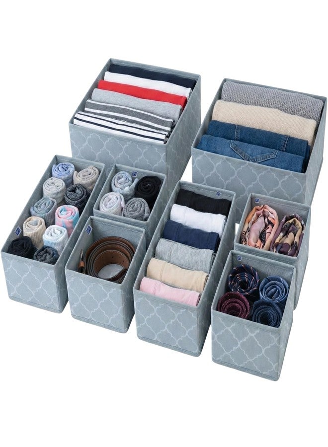 Skrill 6-Piece Foldable Cloth Storage Box Set | Cube Baskets, Bins & Dividers for Closet & Dresser Drawer Organization | Storage for Shirts, Pants, Underwear, Bras, Socks & More (Quatrefoil Grey) - Image 2