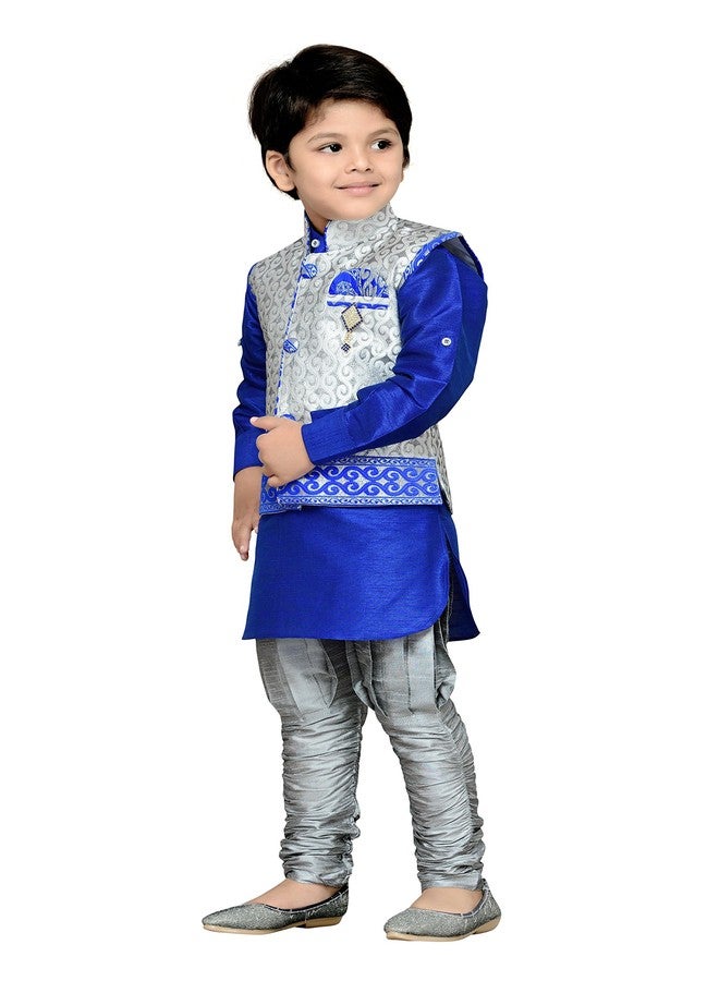 AJ DEZINES Kids Ethnic Wear Kurta Pyjama Waistcoat Set for Boys (636-GRAY-9) - Image 5