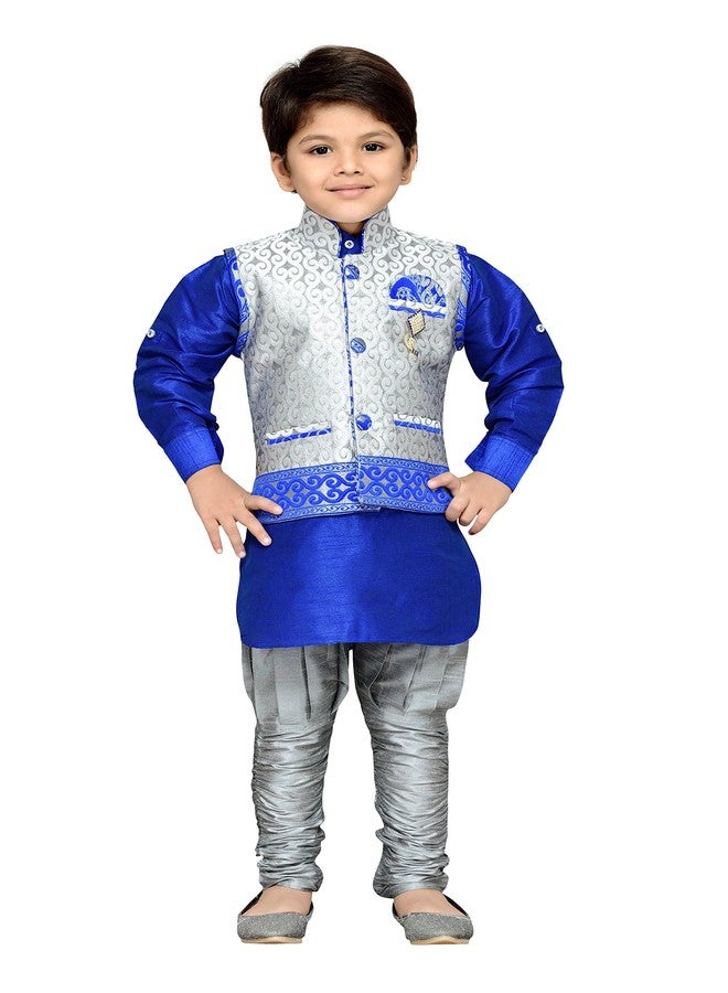 AJ DEZINES Kids Ethnic Wear Kurta Pyjama Waistcoat Set for Boys (636-GRAY-9) - Image 1