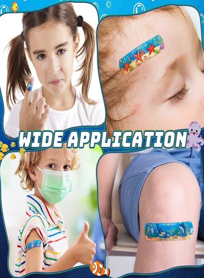 Weewooday 400 Pcs Kid Bandages Bulk Cute Cartoon Bandage Children's Adhesive Flexible Colorful Strip Waterproof Breathable PE Stickers Protection Care Cuts for Ocean Under Sea Party Girl Boy - Image 4