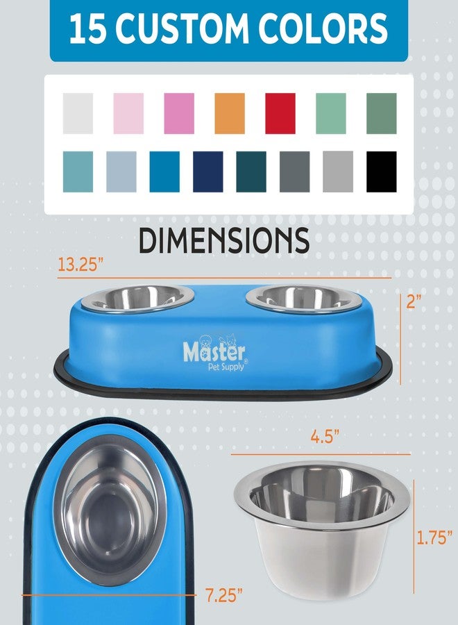 Master Pet Supply Double Dog Bowls Set with Elevated Base and 2 (8 oz) Stainless Steel Removable Dishes (Rose Quartz) - Double Cat Food Water Bowl, Dog Puppy Food Bowl Set, Rust Resistant - Image 5