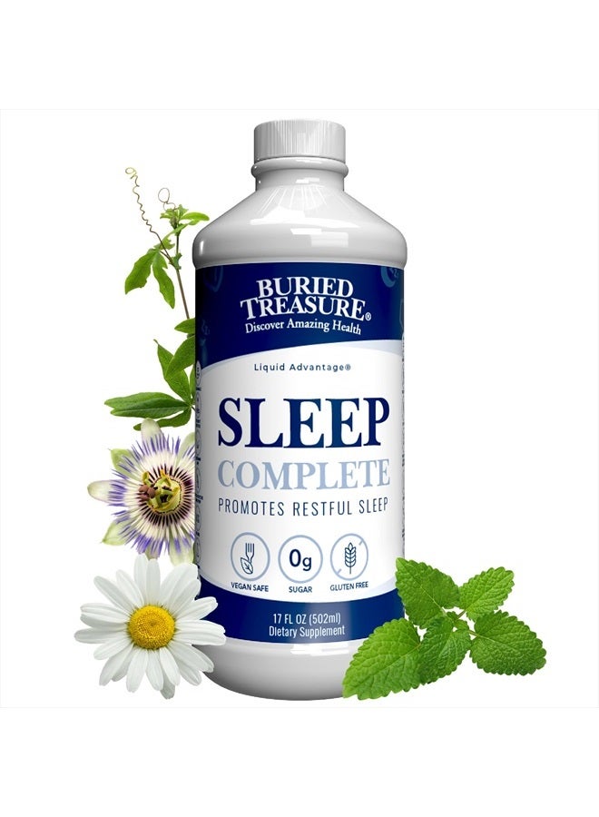 Buried Treasure Sleep Complete Promotes Restful Sleep with Chamomile Passion Flower Lemon Balm Melatonin Herbal Whole Food Complex 16 oz - Image 1