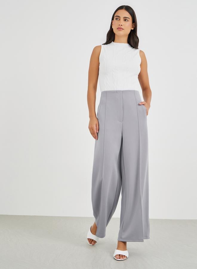 ستايلي بنطلون ستايلي واسع عالي الخصر مع تفاصيل ثنيات - Image 2