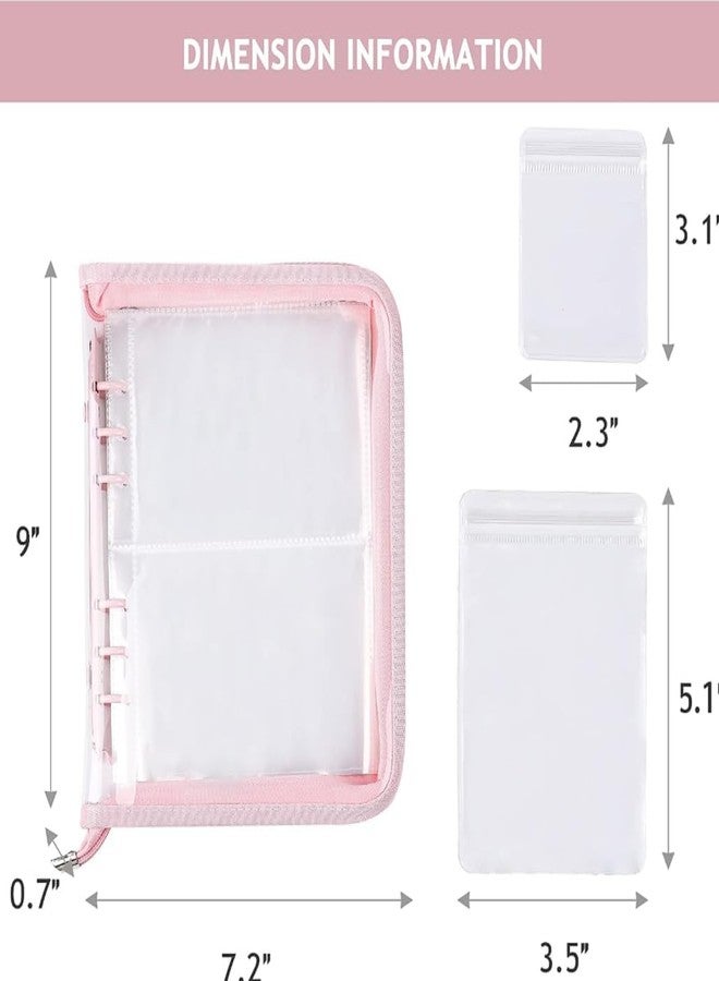 PREPSTO Travel Jewelry Organizer Jewelry Storage Box with Pocket Traveling Necklace Earring Organizer with Zipper for Ring, Bracelets, Stud,Necklace with 70 Grids /60 Thicken PVC Zipper Bags (Pink) - Image 2
