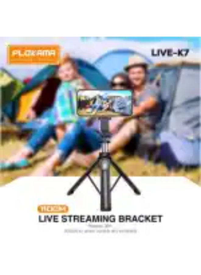 PLOKAMA K7 LED Extendable Selfie Stick Tripod – Portable Phone Stand for iPhone & Android Perfect for Travel & Content Creation - Image 2