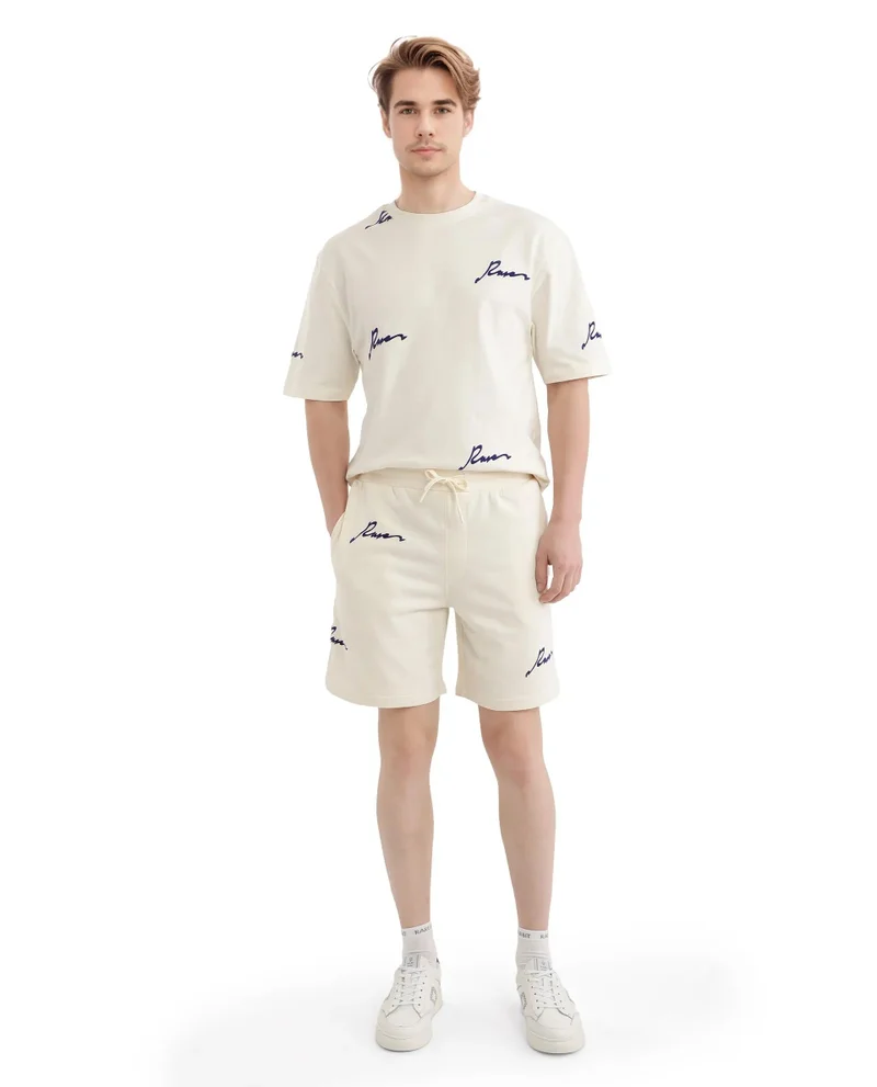 Rare Rabbit Men's Typography Print Boxy Shorts