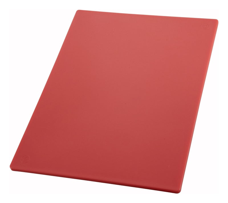 Winco Heavy-Duty Plastic Cutting Board, 15" x 20" x 1/2", Red Medium - Image 1