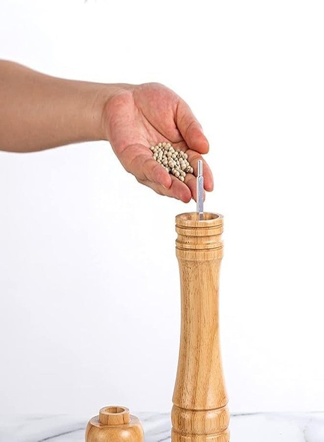 ERITIN 8 Inch Wooden Pepper Grinder, Manual Salt & Pepper Mill with Adjustable Ceramic Grinding Mechanism Grinder for Kitchen Dining - Image 2
