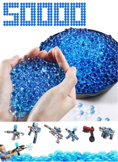 BUPY Gel Blaster Beads (50000pcs), 7-8mm Water Beads Gel Balls Bullets Made of Non-Toxic Water Ball Compatible with Splatter Ball Gun, Blue  - Image 1