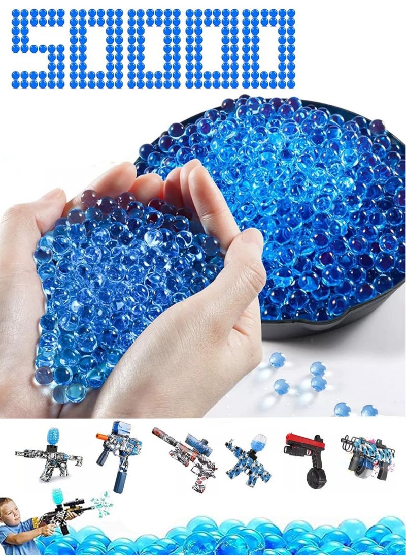 BUPY - Gel Blaster Beads (50000pcs), 7-8mm Water Beads Gel Balls Bullets Made of Non-Toxic Water Ball Compatible with Splatter Ball Gun, Blue - Image 1