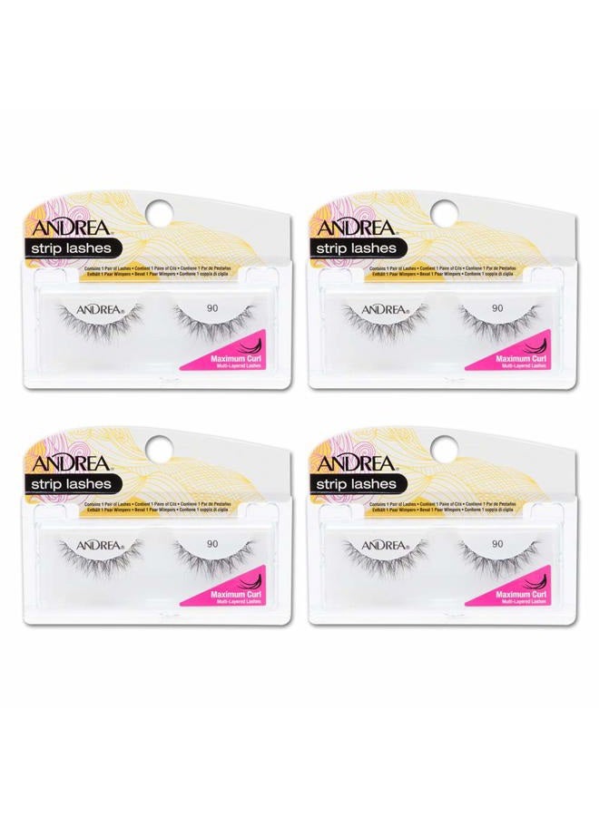 Andrea Curl False Lashes 90, 4 pack - Image 1