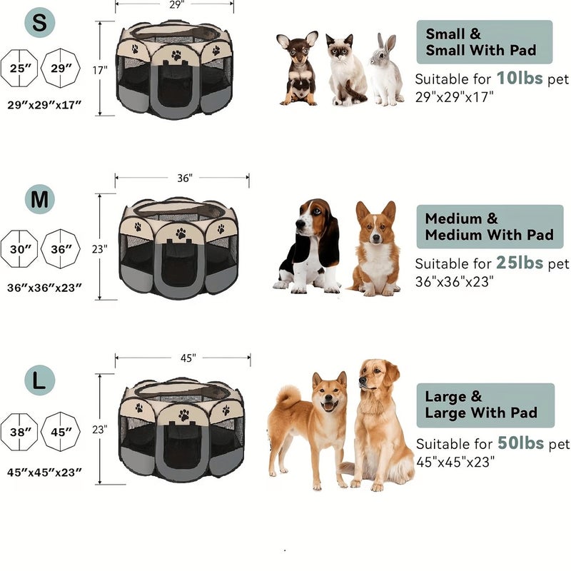 Foldable Pet Playpen With 20pcs Puppy Pads And Cat Breeding Box L - Image 2