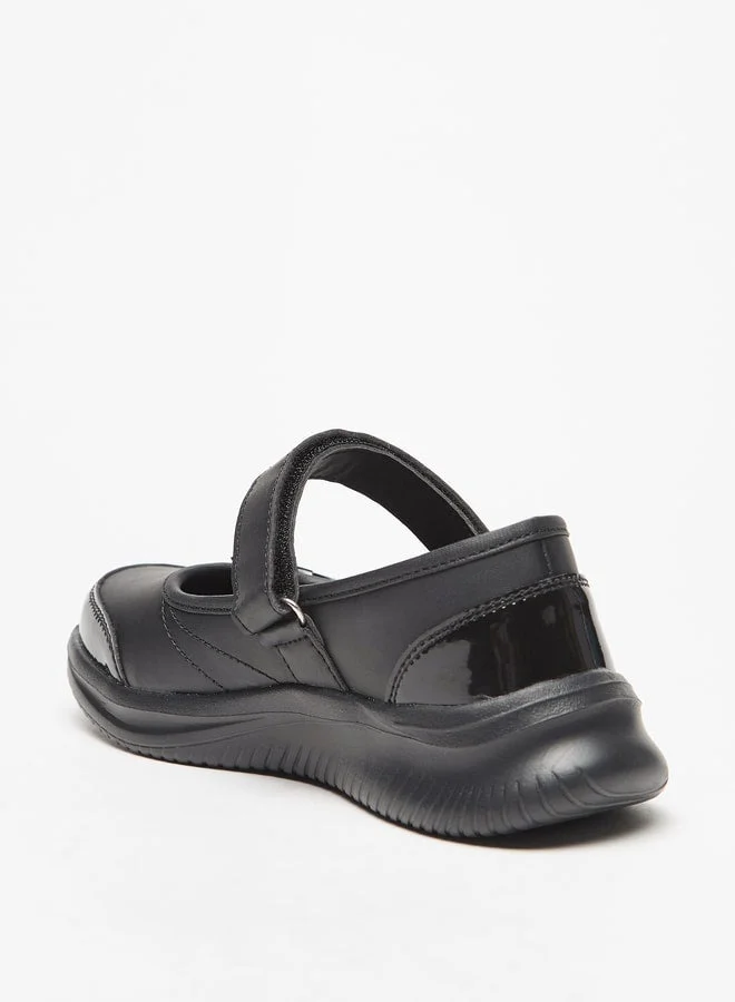 Dash Bow Accent Mary Jane School Shoes with Hook and Loop Closure