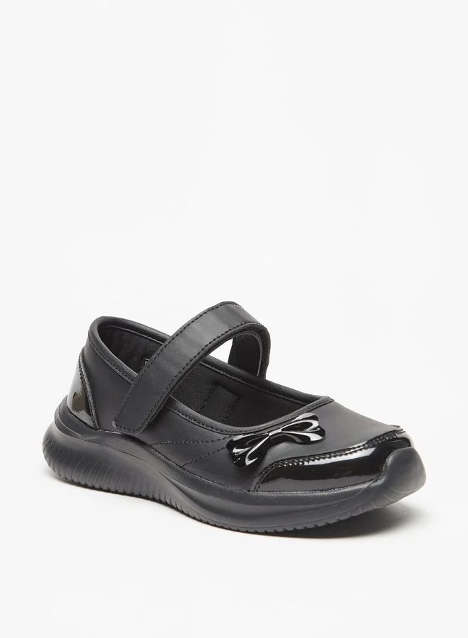 داش Bow Accent Mary Jane School Shoes with Hook and Loop Closure