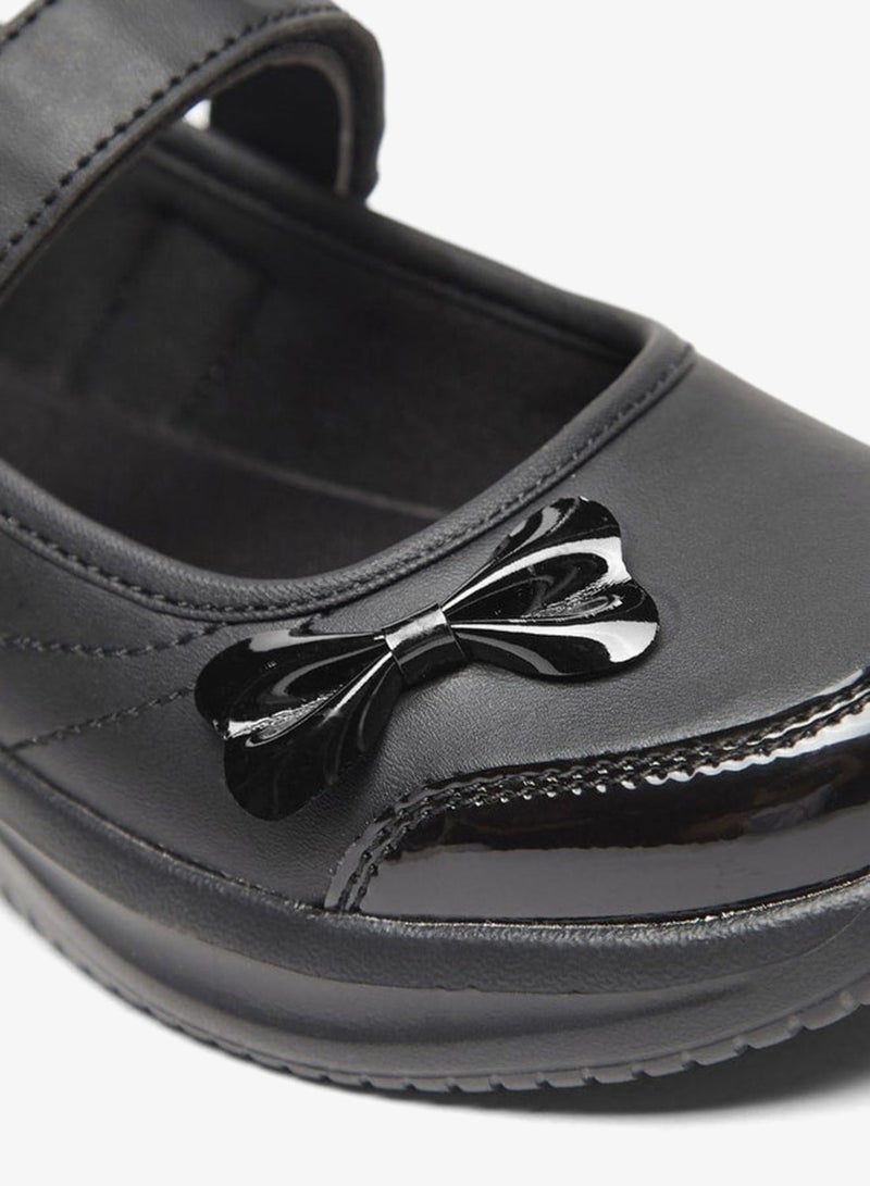 Dash Bow Accent Mary Jane School Shoes with Hook and Loop Closure - Image 5